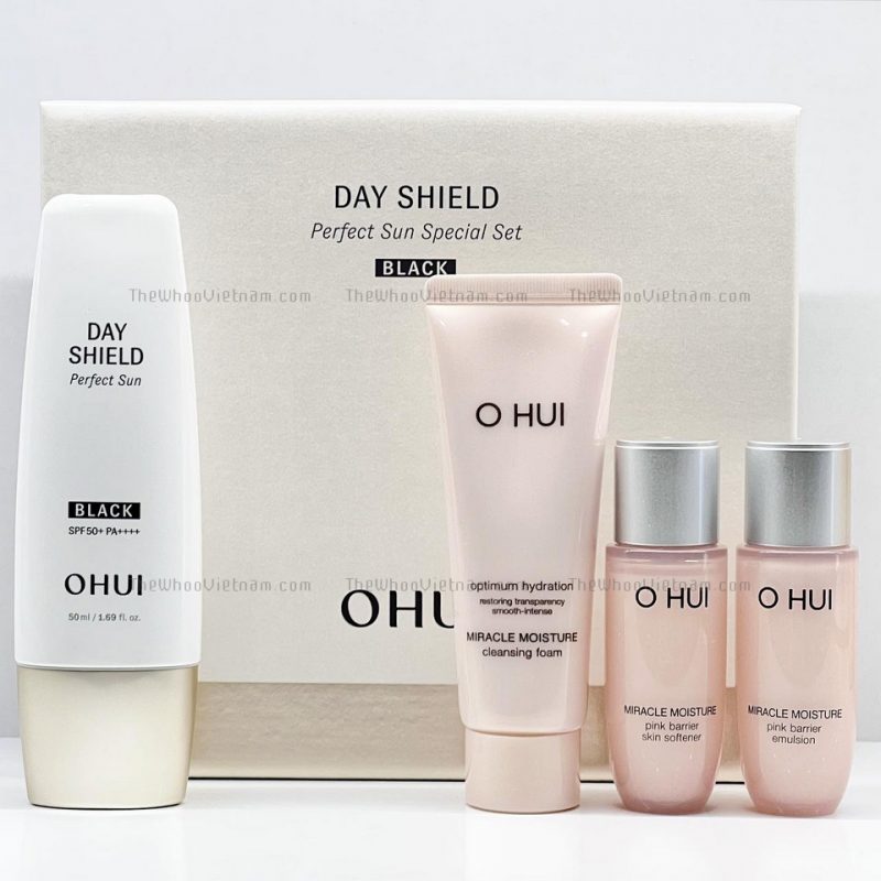 Bộ Kem Chống Nắng Bật Tone Ohui Day Shield Perfect Sun Black 3pcs